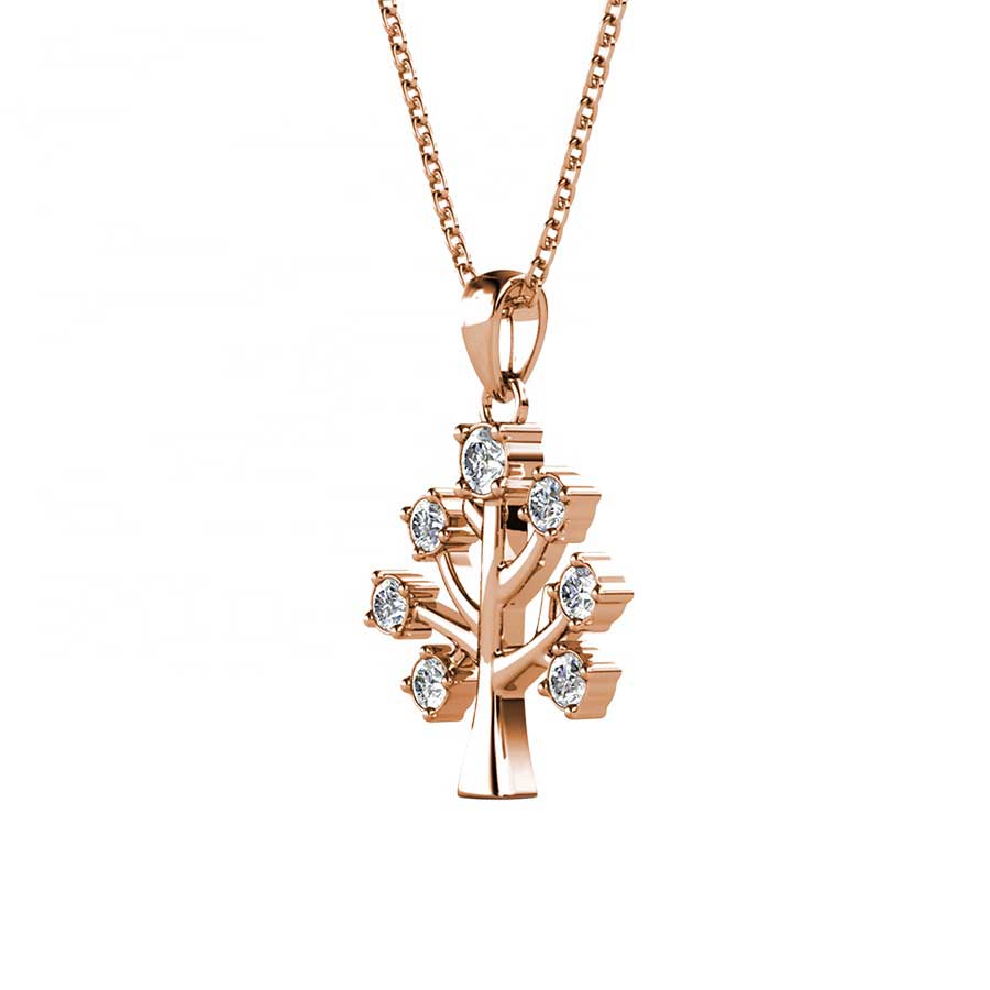 tree of life rose gold necklace