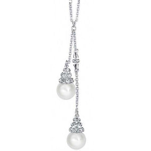 white pearl silver crystal necklace for women bridal