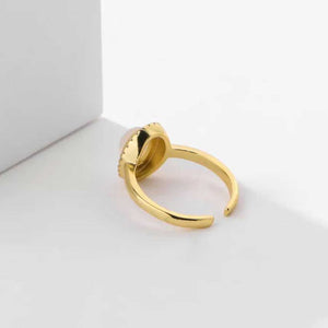 gold adjustable ring with cz diamonds