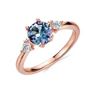 Rose-Gold Crystal Alexandrite Ring "Amal"