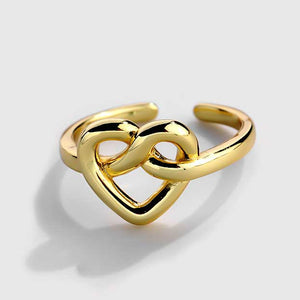 gold adjustable heart knot ring