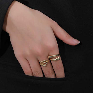gold adjustable heart knot ring
