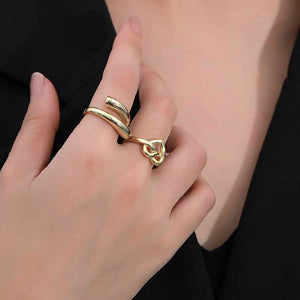 gold adjustable heart knot ring