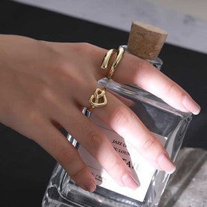 gold adjustable heart knot ring