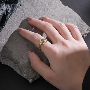 gold adjustable heart knot ring