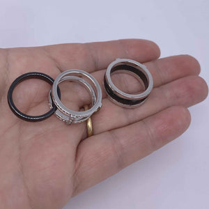 black and silver crystal dress ring hand nz