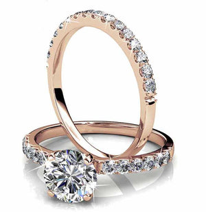 Rose-gold Crystal Wedding Ring Set "Harmony"