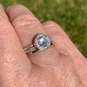 while gold engagement ring crystal diamond