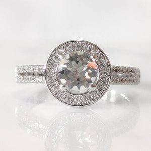 while gold engagement ring crystal diamond