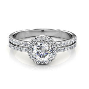 while gold engagement ring crystal diamond