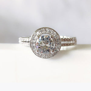 while gold engagement ring crystal diamond
