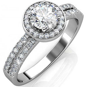 while gold engagement ring crystal diamond
