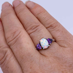 purple opal dress ring hearts