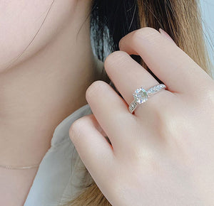 silver crystal engagement wedding ring
