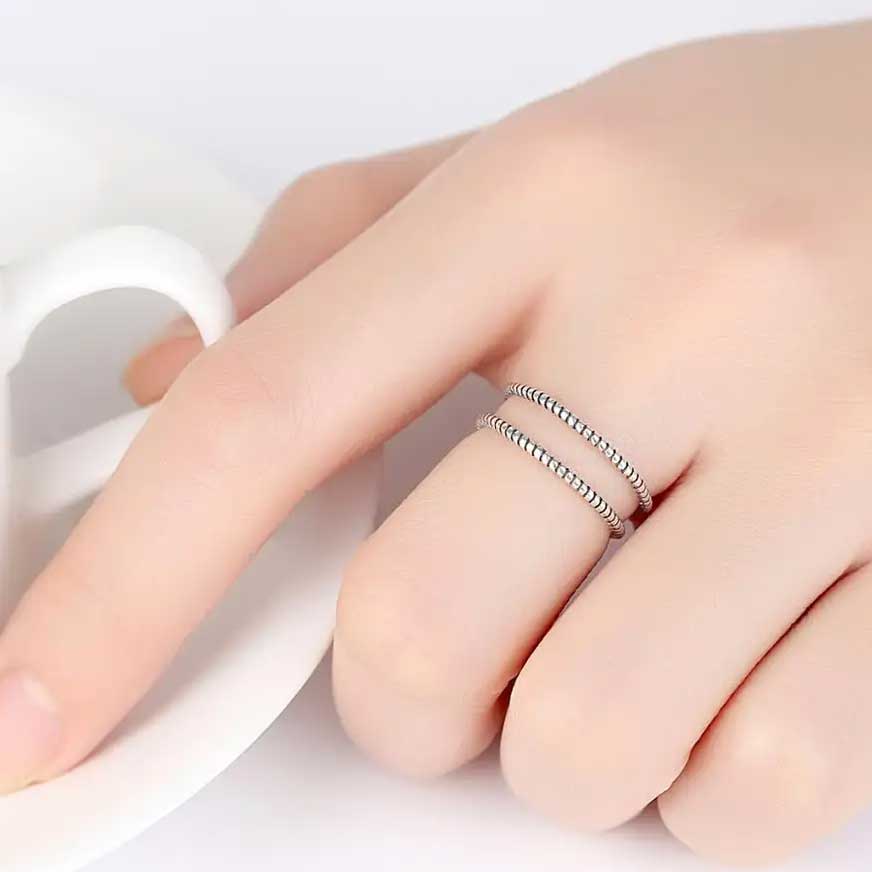 double silver twist band ring adjustable