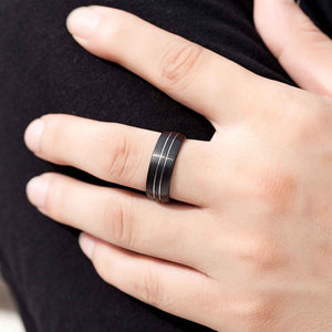 black tungsten carbide wedding ring men