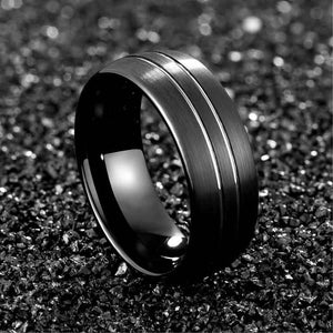 black tungsten carbide wedding ring men