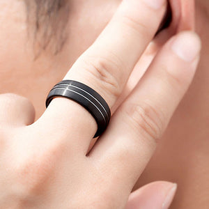 black tungsten carbide wedding ring men
