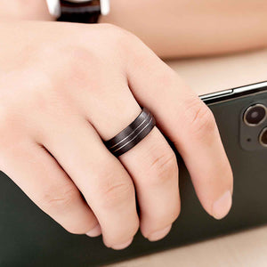 black tungsten carbide wedding ring men