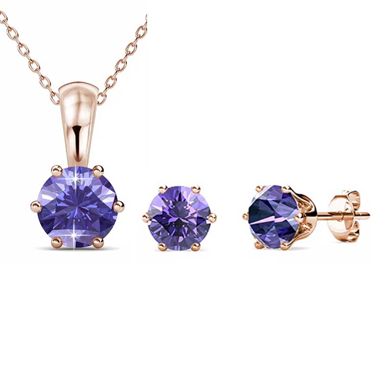jewellery set rose gold crystal for women