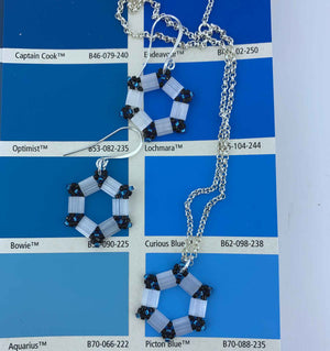 jewellery set silver white blue nz