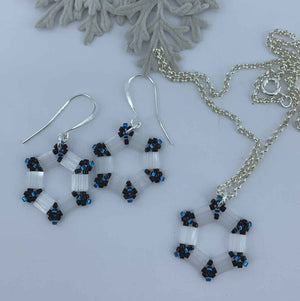 jewellery set silver white blue nz
