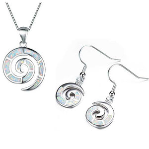 silver jewellery set opal maori koru