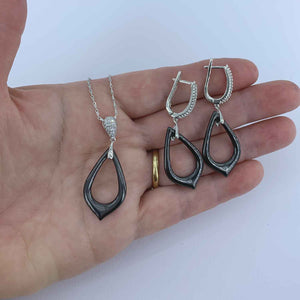 black silver jewellery set for women