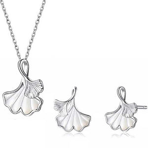 jewellery set silver gingko