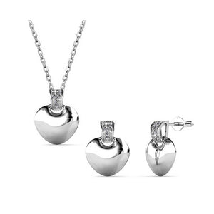 silver jewellery set swarovski heart