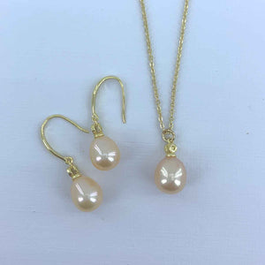gold pearl crystal jewellery set buy local nz