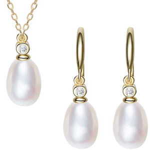 jewellery set pearls crystal gold for women