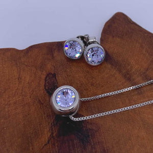 crystal silver matching jewellery set for women