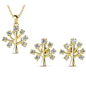 gold crystal tree of life jewellery set