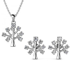 tree of life crystal silver jewellery set