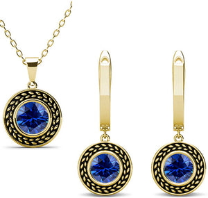 jewellery set gold blue swarovski