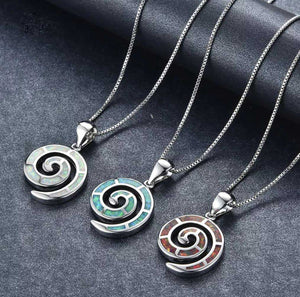 jewellery set silver opal maori koru
