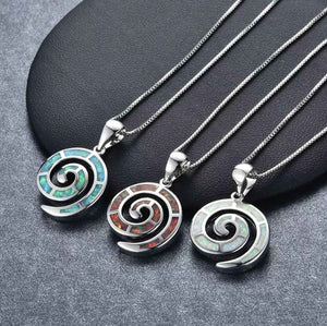 jewellery set silver opal maori koru