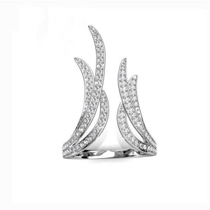 adjustable silver crystal fire ring