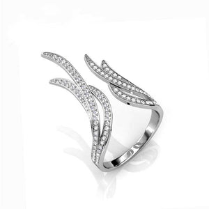 adjustable silver crystal fire ring