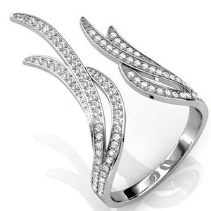 adjustable silver crystal fire ring