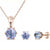 jewellery set pale blue crystals for women