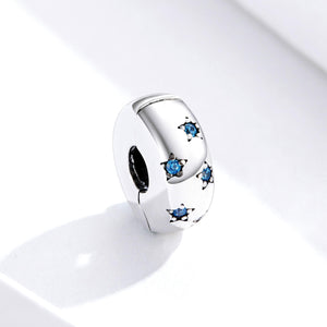 blue stars silver charm spacer bead