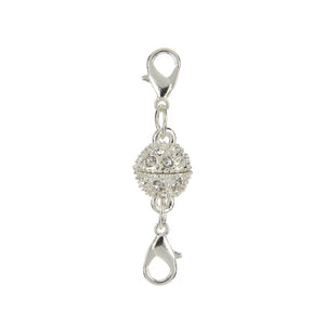 silver pave crystal magnetic clasp necklace bracelet
