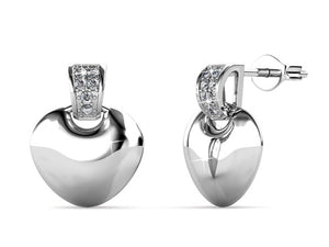 silver heart crystal stud earrings jewellery women