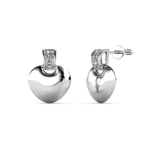 silver heart crystal stud earrings jewellery women