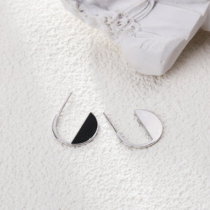 NZ black modern silver earrings