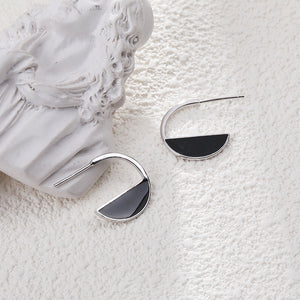 NZ black modern silver earrings