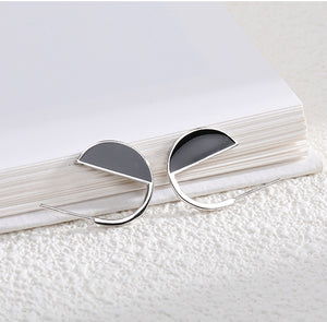 NZ black modern silver earrings