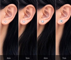 925 Sterling Silver CZ Diamonds Stud Earrings "Liberty" (8mm)